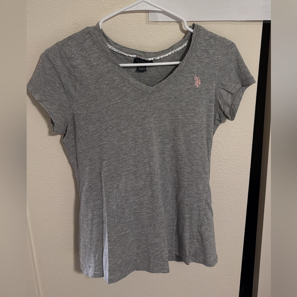 U.S. Polo Assn. Gray Pink Fitted Short Sleeve Polo